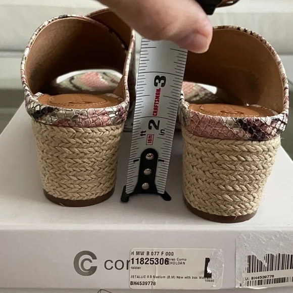 NWT corso como leather platinum pink snake slip on mules espadrille heel 6.5 - Picture 3 of 16